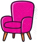 a pink chair with a wooden legs.jpg